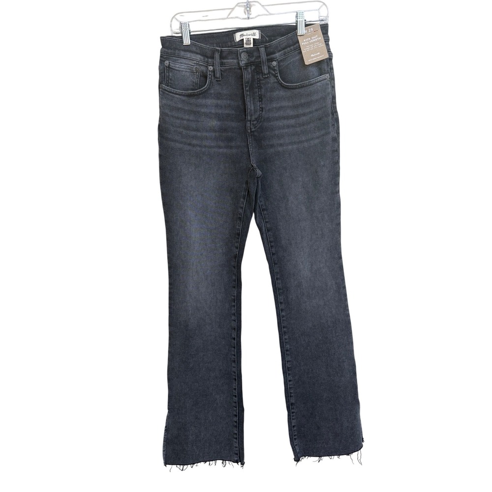 NWT Madewell Kick Out Full-Length Jeans in Lunar Wash Black NR492 Size 29